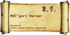 Mágeri Verner névjegykártya
